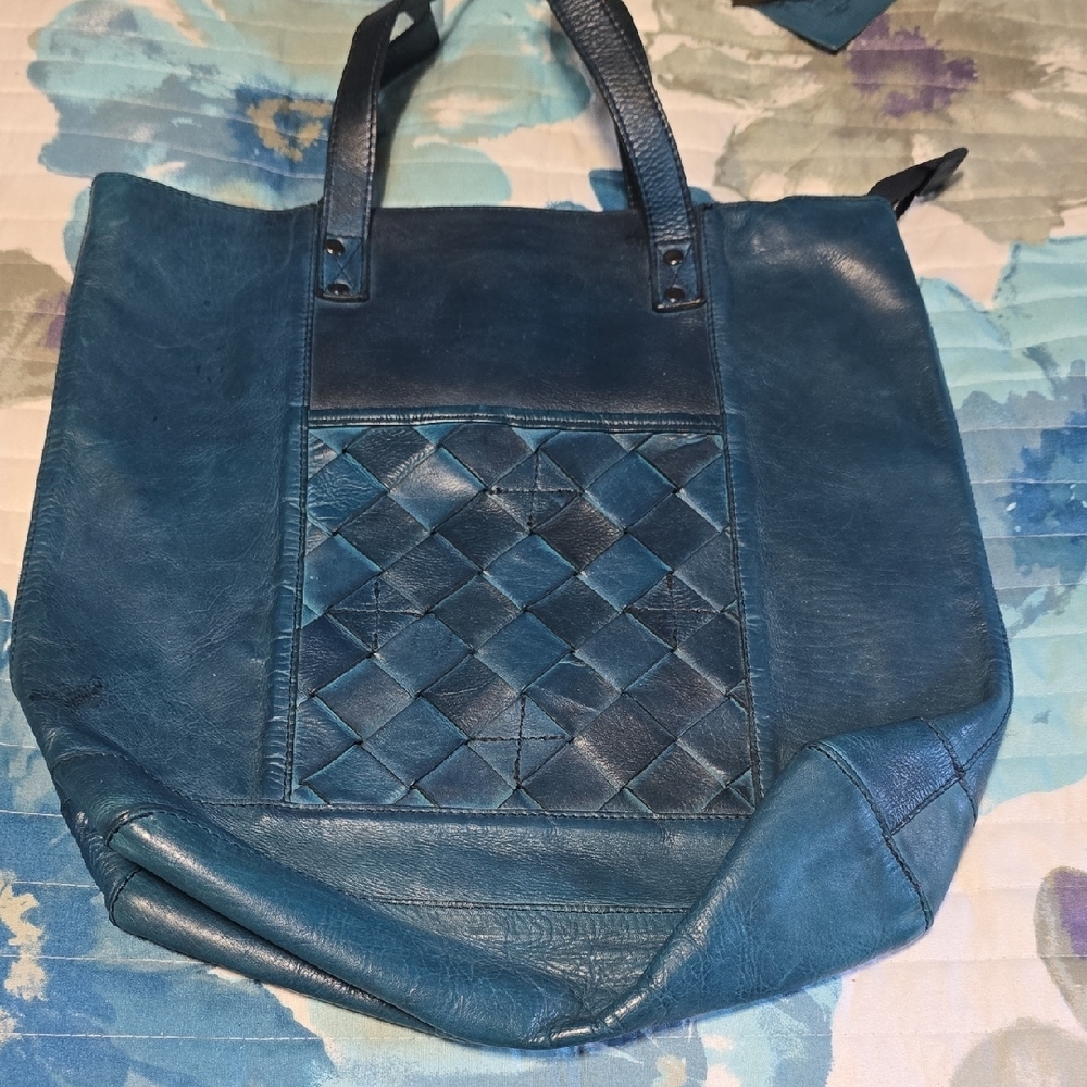 Blue Leather Tote Bag ViLenca